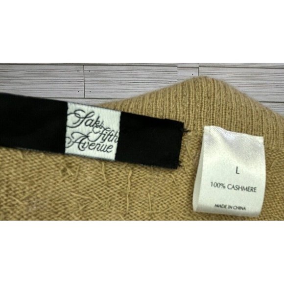 SaKs Fifth Avenue Black Label Bronze Champagne Sequin Cashmere Sweater Sz Lg - Picture 5 of 11